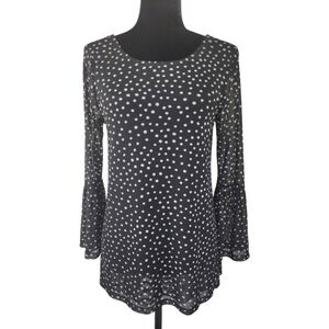 Woman’s black white polka dot loose fit mesh blouse top size S